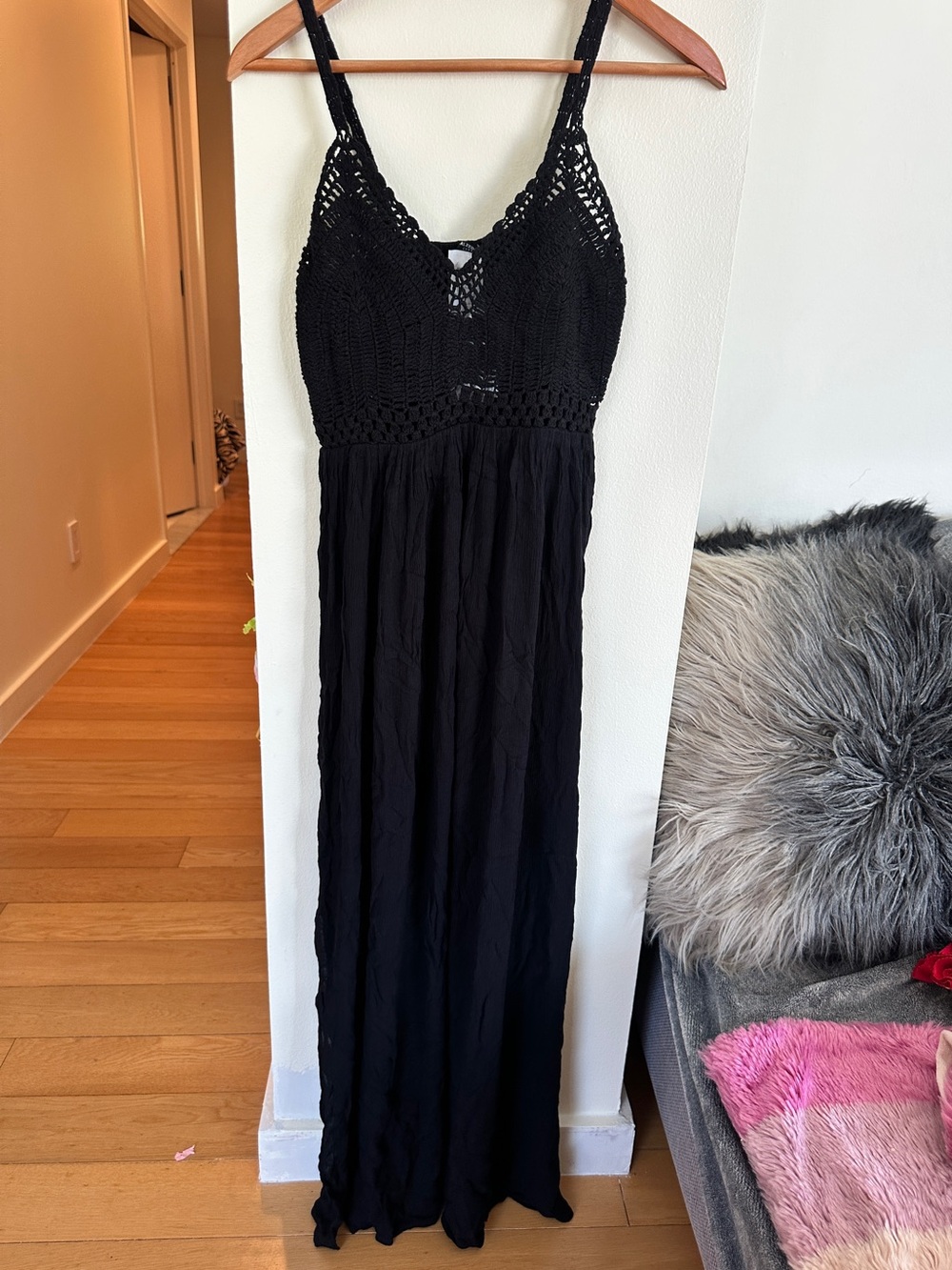 Calzedonia Black Crochet Bodice Maxi Dress - Women Medium